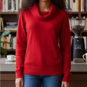 Vintage Liz Claiborne Vibrant Red Cowl Neck Sweater